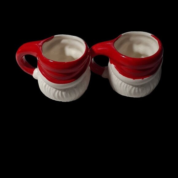 Vintage Mini Santa Christmas Mugs Winking and Non-Winking Ceramic Set 2 oz 2.5" - Picture 10 of 11
